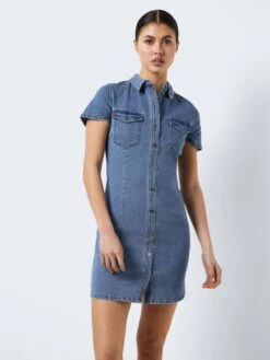 New Release 1 Noisy May SHORT SLEEVED DENIM DRESS