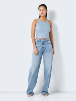 Noisy May RIBBED HALTER NECK TOP -Noisy May Clothing Shop 27020104 Cerulean 004