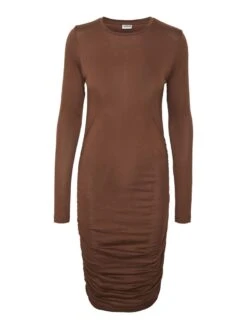 Noisy May LONG SLEEVED RUCHED DRESS -Noisy May Clothing Shop 27021283 Cappuccino 001