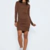 Noisy May LONG SLEEVED RUCHED DRESS -Noisy May Clothing Shop 27021283 Cappuccino 007