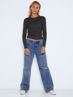 Noisy May LONG SLEEVED RUCHED TOP -Noisy May Clothing Shop 27021286 Black 004