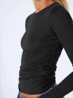 Noisy May LONG SLEEVED RUCHED TOP -Noisy May Clothing Shop 27021286 Black 006