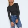 Noisy May LONG SLEEVED RUCHED TOP -Noisy May Clothing Shop 27021286 Black 007