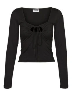 Noisy May LONG SLEEVED TIE TOP -Noisy May Clothing Shop 27021425 Black 001