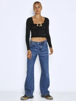 Noisy May LONG SLEEVED TIE TOP -Noisy May Clothing Shop 27021425 Black 004