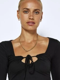 Noisy May LONG SLEEVED TIE TOP -Noisy May Clothing Shop 27021425 Black 006