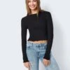 Noisy May LONG SLEEVED BABYLOCK TOP -Noisy May Clothing Shop 27022037 Black 007