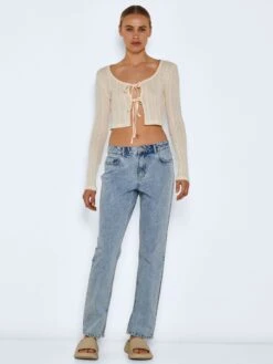 Noisy May TIE STRING CARDIGAN 10 Noisy May TIE STRING CARDIGAN -Noisy May Clothing Shop 27022038 PearledIvory 004