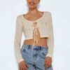 Noisy May TIE STRING CARDIGAN 2 Noisy May TIE STRING CARDIGAN -Noisy May Clothing Shop 27022038 PearledIvory 007