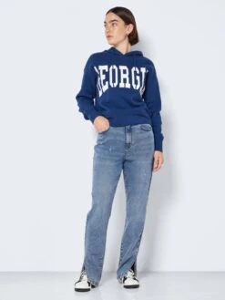 Noisy May NMZOE HIGH WAISTED STRAIGHT FIT JEANS -Noisy May Clothing Shop 27022187 DarkBlueDenim 004