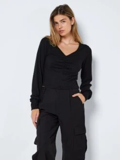 Noisy May LONG SLEEVED V-NECK TOP 9 Noisy May LONG SLEEVED V-NECK TOP -Noisy May Clothing Shop 27022732 Black 003