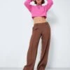 Noisy May LOW WAISTED WIDE LEG TROUSERS -Noisy May Clothing Shop 27022969 Cappuccino 007