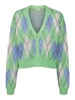Noisy May CHEQUERED KNITTED CARDIGAN 13 Noisy May CHEQUERED KNITTED CARDIGAN -Noisy May Clothing Shop 27023280 AbsintheGreen 987777 001