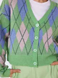 Noisy May CHEQUERED KNITTED CARDIGAN 12 Noisy May CHEQUERED KNITTED CARDIGAN -Noisy May Clothing Shop 27023280 AbsintheGreen 987777 006