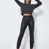 Noisy May HIGH WAISTED COATED TROUSERS -Noisy May Clothing Shop 27023294 Black 007