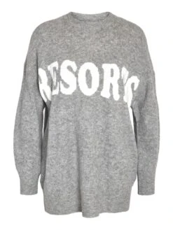 Noisy May LONG KNITTED PULLOVER -Noisy May Clothing Shop 27023330 MediumGreyMelange 1081289 001