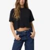Noisy May SHORT SLEEVED SEMI CROPPED TOP -Noisy May Clothing Shop 27023863 Black 007