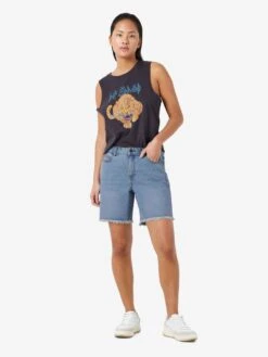 Noisy May NORMAL WAISTED FRILL DENIM SHORTS -Noisy May Clothing Shop 27024243 LightBlueDenim 004