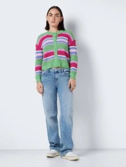 Noisy May STRIPED KNITTED CARDIGAN 10 Noisy May STRIPED KNITTED CARDIGAN -Noisy May Clothing Shop 27024603 AbsintheGreen 1014395 004