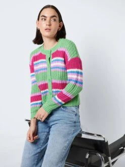 Noisy May STRIPED KNITTED CARDIGAN