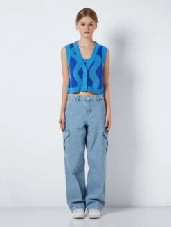 Noisy May SLEEVELESS KNITTED CARDIGAN 10 Noisy May SLEEVELESS KNITTED CARDIGAN -Noisy May Clothing Shop 27024610 AzureBlue 1015438 004