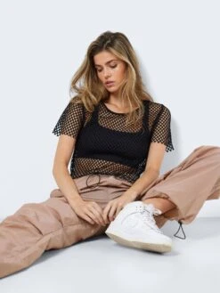 Noisy May CROPPED NET TOP -Noisy May Clothing Shop 27024647 Black 004