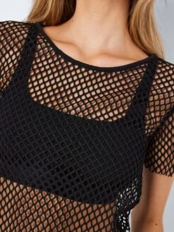 Noisy May CROPPED NET TOP -Noisy May Clothing Shop 27024647 Black 006