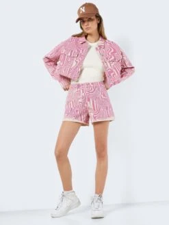 Noisy May HIGH WAISTED PRINTET DENIM SHORTS