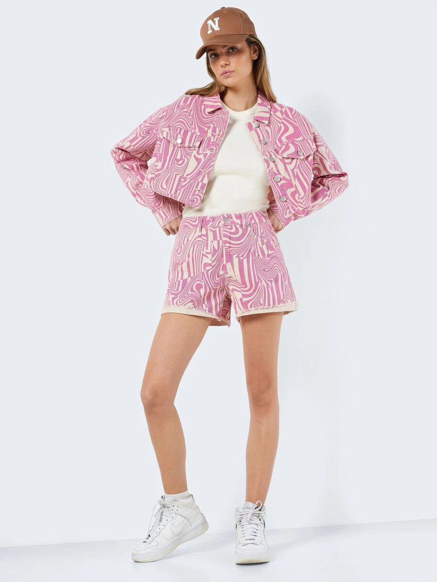 Noisy May HIGH WAISTED PRINTET DENIM SHORTS 3 Noisy May HIGH WAISTED PRINTET DENIM SHORTS