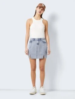 Noisy May HIGH WAISTED SLIT DENIM SKIRT 11 Noisy May HIGH WAISTED SLIT DENIM SKIRT -Noisy May Clothing Shop 27024731 LightBlueDenim 004