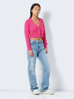 Noisy May EMBROIDERED CARDIGAN 10 Noisy May EMBROIDERED CARDIGAN -Noisy May Clothing Shop 27024957 PinkYarrow 1036142 004