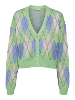 Noisy May CURVE CHEQUERED KNITTED CARDIGAN 13 Noisy May CURVE CHEQUERED KNITTED CARDIGAN -Noisy May Clothing Shop 27024970 AbsintheGreen 1021080 001