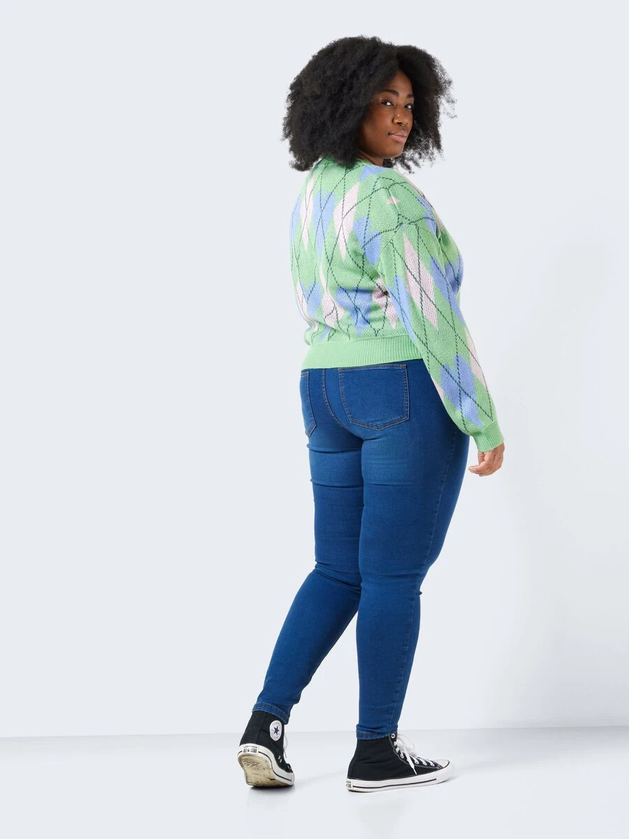 Noisy May CURVE CHEQUERED KNITTED CARDIGAN 6 Noisy May CURVE CHEQUERED KNITTED CARDIGAN - Image 4