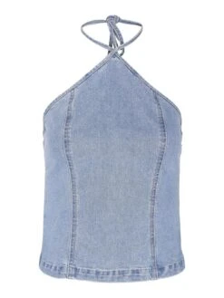 Noisy May DENIM HALTER NECK TOP -Noisy May Clothing Shop 27025136 LightBlueDenim 001