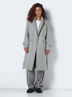 Noisy May LONG COAT -Noisy May Clothing Shop 27025813 LightGreyMelange 004