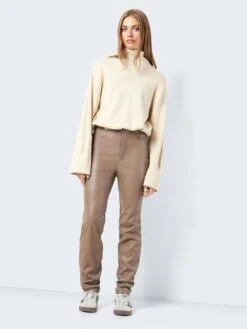 Noisy May CROPPED FAUX LEATHER TROUSERS