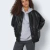 Noisy May FAUX LEATHER BOMBER JACKET 1 Noisy May FAUX LEATHER BOMBER JACKET -Noisy May Clothing Shop 27026893 Black 007