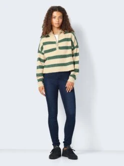 Noisy May KNITTED ZIP PULLOVER -Noisy May Clothing Shop 27027383 FoliageGreen 1054810 004