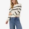 Noisy May STRIPED KNITTED PULLOVER -Noisy May Clothing Shop 27027632 Eggnog 1068963 003
