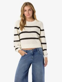 Noisy May STRIPED KNITTED PULLOVER 14 Noisy May STRIPED KNITTED PULLOVER -Noisy May Clothing Shop 27027632 Eggnog 1068963 007
