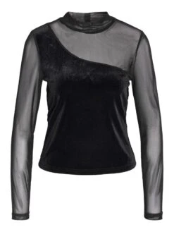 Noisy May VELVET MESH TOP -Noisy May Clothing Shop 27028371 Black 001