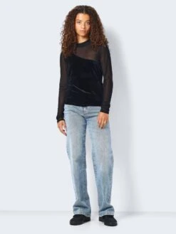 Noisy May VELVET MESH TOP -Noisy May Clothing Shop 27028371 Black 004
