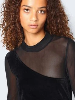 Noisy May VELVET MESH TOP -Noisy May Clothing Shop 27028371 Black 006