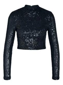 Noisy May CROPPED SEQUIN TOP -Noisy May Clothing Shop 27028458 Black 1090024 001