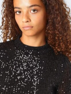 Noisy May CROPPED SEQUIN TOP -Noisy May Clothing Shop 27028458 Black 1090024 006