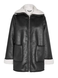 Noisy May LONG FAUX LEATHER JACKET -Noisy May Clothing Shop 27028520 Chestnut 001