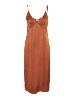 Noisy May LONG SATIN DRESS -Noisy May Clothing Shop 27028994 MochaBisque 001