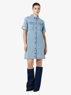 Noisy May SHORT SLEEVED DENIM DRESS -Noisy May Clothing Shop 27030041 LightBlueDenim 004