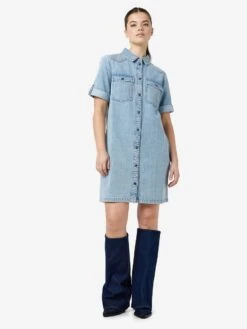 Noisy May SHORT SLEEVED DENIM DRESS -Noisy May Clothing Shop 27030041 LightBlueDenim 007