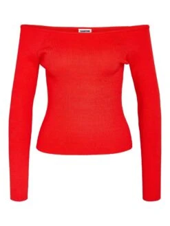 Noisy May OFF SHOULDER KNITTED PULLOVER -Noisy May Clothing Shop 27030260 FlameScarlet 001